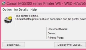 offline printer message
