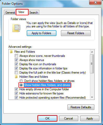 show hidden files