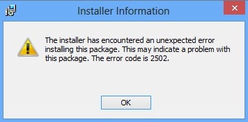 windows 2502 error